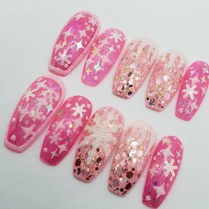 Christmas Long Ballerina Gel Press on nails